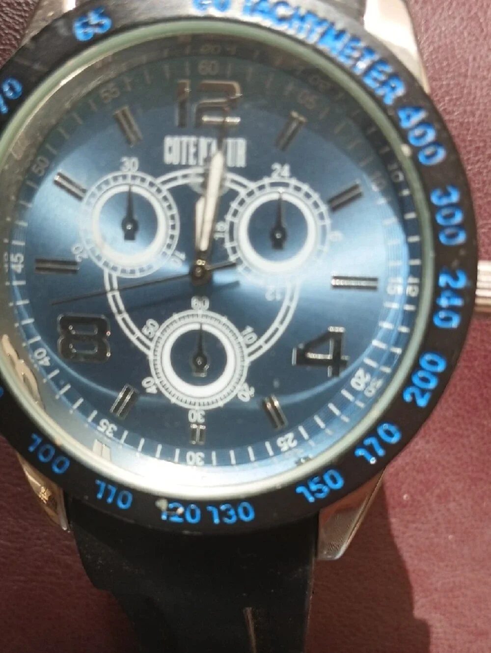 Men's Black and Blue Sport Watch with Silicone Strapiii77 I i I u